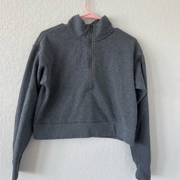 Zella Gray Cropped Jacket with Quarter Zipper - Picture 1 of 7
